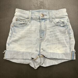 American Eagle blue denim shorts Size 000 super stretch #denim #summer